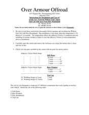 Over Armour Offroad AC-TRAIL-FC04 Instructions For Installation And Care