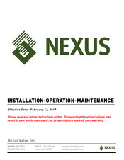 Nexus Strainex SXGV Installation Operation & Maintenance