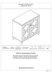 Home Decorators Collection REFLECTIONS 3 PC MIRRORED CBNT 3 PIECE SET BOX1 TW-18546 Assembly Instructions Manual