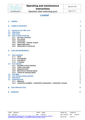 HSB Stainless steel swimming pool Operating And Maintenance Instructions Manual