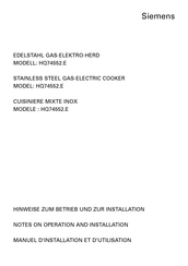 Siemens HQ74552.E Notes On Operation And Installation