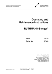 RUTHMANN Steiger TB270 Operating And Maintenance Instructions Manual