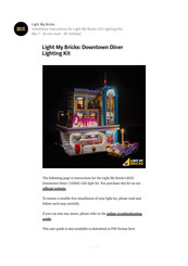 LIGHT MY BRICKS Downtown Diner Lighting Kit Installation Instructions Manual