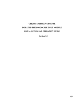 Control Technology 2556-A Installation And Operation Manual