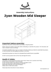 Happybeds Zyan Wooden Mid Sleeper Assembly Instructions Manual