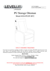 Whalen Level Up PU Storage Ottoman GS-PUOT-BT2 Manual