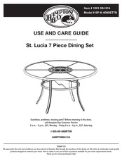 Hampton Bay St. Lucia 7 Piece Dining Set SP-K-609SET7N Use And Care Manual
