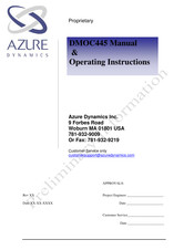 Azure Dynamics DMOC445 Manual/Operating Instructions