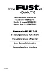 Novamatic EKI 1220-IB Instructions For Use Manual