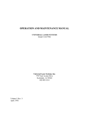Universal Laser Systems ULS1750C Operation And Maintenance Manual