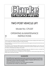 Clarke Strong-Arm CPL30T Operating & Maintenance Instructions