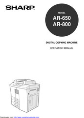 Sharp AR-800 imager Operation Manual