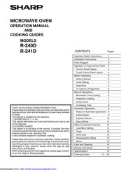 Sharp R-241D Operation Manual And Cooking Manual