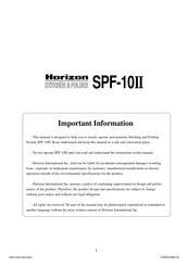 Horizon Fitness SPF-10II Manual