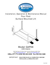 QUALITY LIFTS Q4P09 Series Installation, Operation & Maintenance Manual