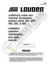 ACCO Brands LOUDEN 500 Series Installation, Operation, Maintenance And Parts Manual