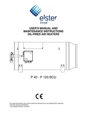 Elster P 100 User Manual And Maintenance Instructions