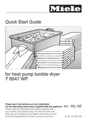 Miele T 8947 WP Quick Start Manual