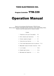 Toho Electronics TTM-339 Operation Manual
