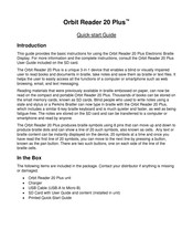 Orbit Reader 20 Plus Quick Start Manual