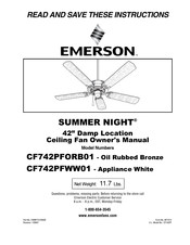 Emerson SUMMER NIGHT CF742PFWW01 Owner's Manual