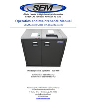 SEM SSD1-HS Operation And Maintenance Manual