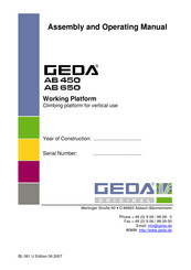 Geda AB 450 Assembly And Operating Manual