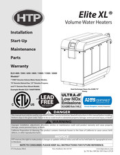 HTP Elite XL ELX-1000 Installation, Start-Up, Maintenance, Parts, Warranty