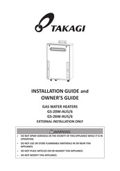 Takagi GS-20W-AU6 Installation Manual And Owners Manual