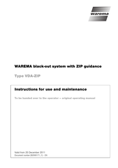 WAREMA VDA-ZIP Instructions For Use And Maintenance Manual