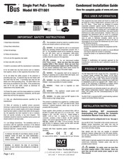 NVT NV-ET1801 Condensed Installation Manual