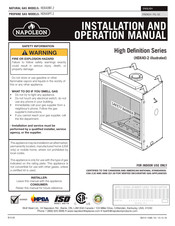 Napoleon HDX40PT-2 Installation And Operation Manual