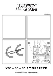 Leroy-Somer X30 AC GEARLESS Installation And Maintenance Manual