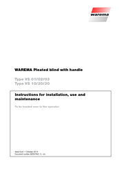 WAREMA VS 03 Instructions For Installation, Use And Maintenance Manual