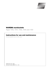 WAREMA 109 Instructions For Use And Maintenance Manual