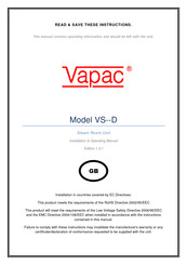 Vapac LE18-SR Installation & Operating Manual