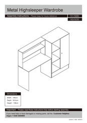 Argos Metal Highsleeper Wardrobe 151/5680 Assembly Instructions Manual