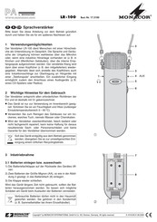 Monacor LR-100 Quick Manual