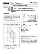 Kohler KB-1 Installation Instructions Manual