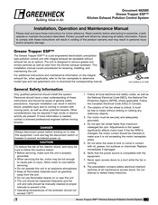 Greenheck Grease Trapper  ESP Installation, Operation And Maintenance Manual