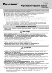 Panasonic High-Tro-Reel Operation Manual