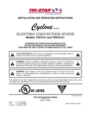 Standex TRI-STAR Cyclone Series Installation And Operating Instructions Manual