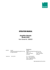 Burster 308628 Operation Manual