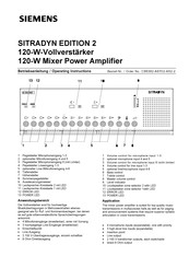 Siemens SITRADYN EDITION 2 Operating Instructions Manual