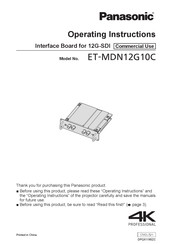 Panasonic ET-MDN12G10C Operating Instructions Manual