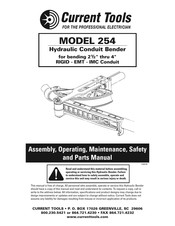 Current Tools 254 Assembly Operation Maintenance Manual