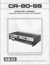 Akai CR-80-SS Operator's Manual