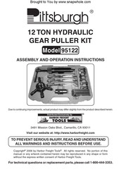 Harbor Freight Tools Pittsburgh 95122 Assembly And Operation Instructions Manual