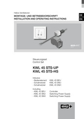 Helios EcoVent Verso KWL 45 LE-RSB Installation And Operating Instructions Manual