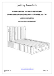pottery barn kids BELDEN 4 IN 1 CRIB FULL BED CONVERSION Assembly Instructions Manual